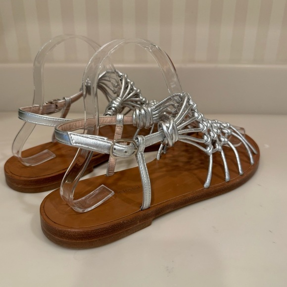 Stuart Weitzman Seaside Silver Metallic Leather Gladiator Sandals Size 8.5 - Picture 8 of 14